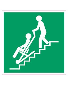 Pictogram sticker vinyl evacuatiestoel 10x10cm